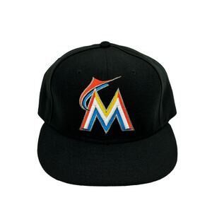 Miami Marlins New Era 59Fifty Fitted 7 1/8 Hat Cap Men Women MLB Baseball Black